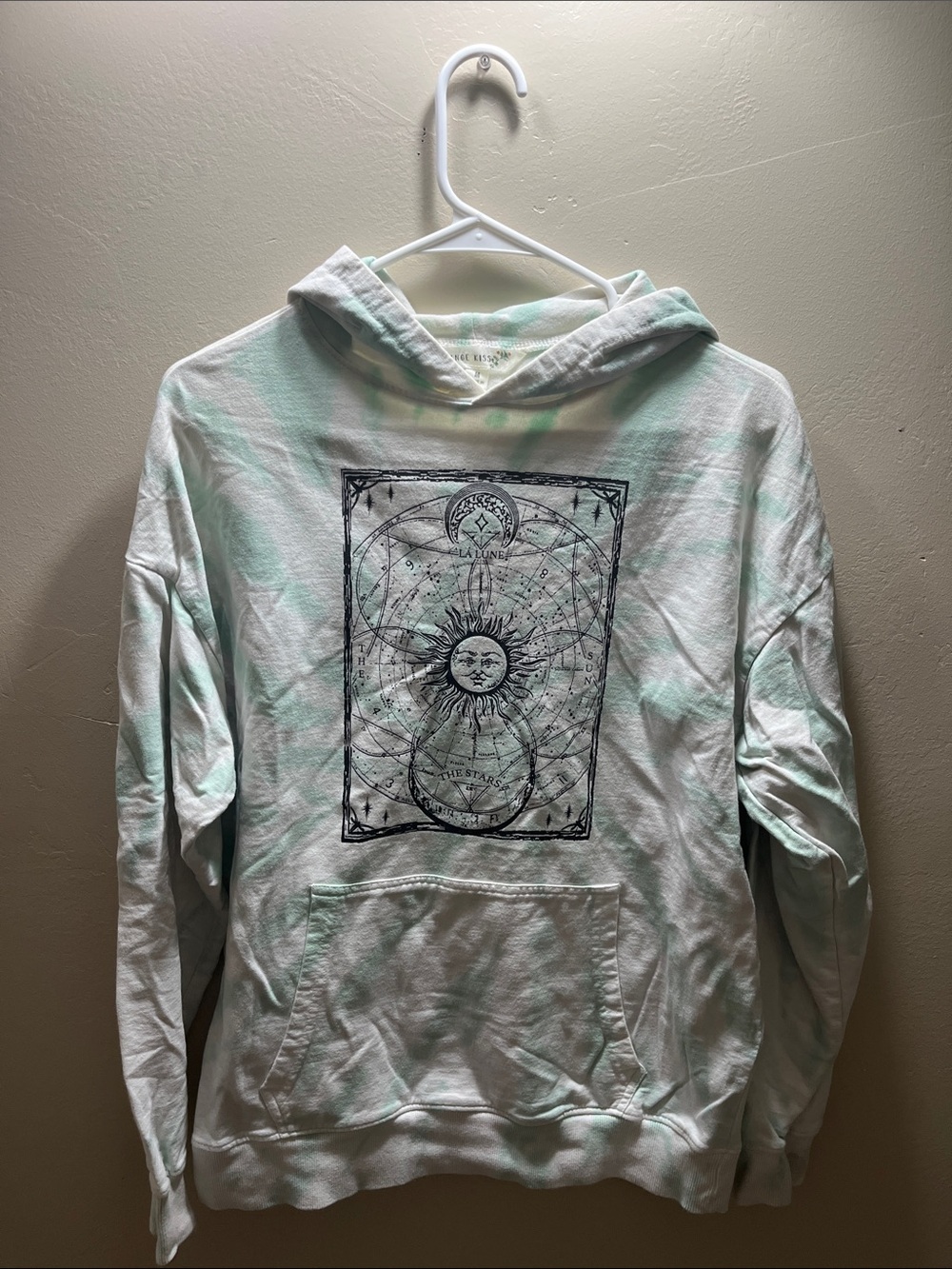 Women's Sun Graphic Hoodie in Mint Tie-Dye